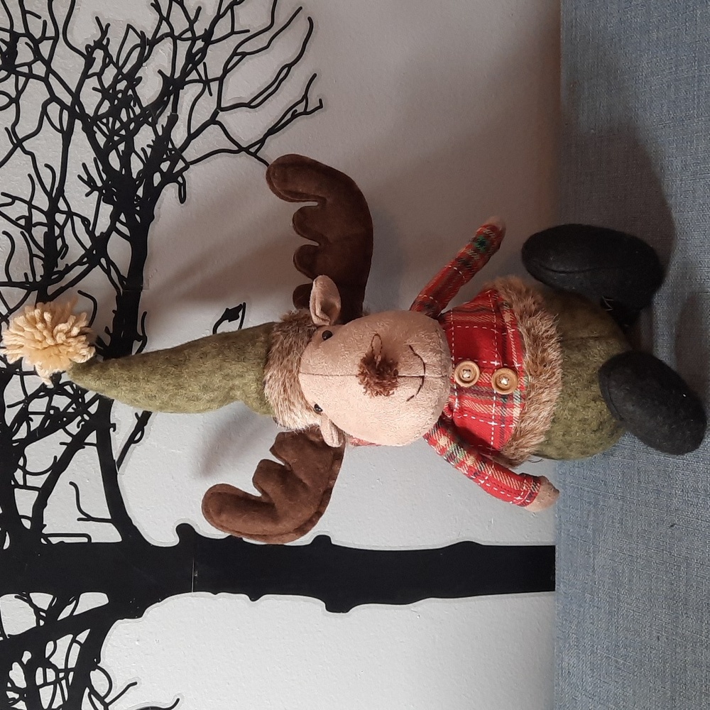 Whimsical Plush Sitting Reindeer Moose Christmas Holiday Decoration Fun